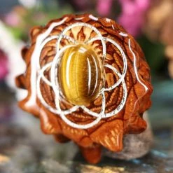 TEP Yellow Tiger's Eye With Silver Seed Of Life