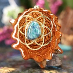 TEP Green Kyanite With Gold Seed Of Life