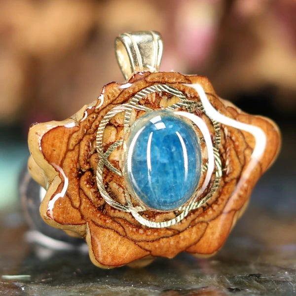 TEP Blue Apatite With Gold Seed Of Life Pendants 5 TEP Blue Apatite With Gold Seed Of Life Pendants