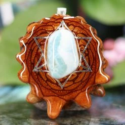 TEP Larimar With Silver Merkaba Pendants