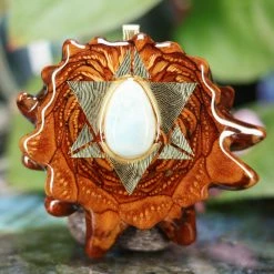 TEP Pendants Larimar With Gold Reverse Merkaba