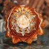 TEP Pendants Mexican Fire Opal With Gold 64 Star Tetrahedron