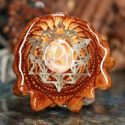 TEP Pendants Mexican Fire Opal With Gold 64 Star Tetrahedron
