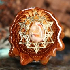 TEP Pendants Mexican Fire Opal With Gold 64 Star Tetrahedron