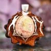 TEP Mexican Fire Opal With Silver Merkaba Pendants