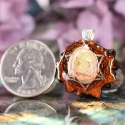 TEP Mexican Fire Opal With Silver Merkaba Pendants