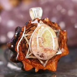 TEP Mexican Fire Opal With Silver Merkaba Pendants