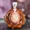 TEP Mexican Fire Opal With Silver Seed Of Life Pendants