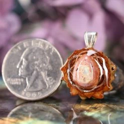 TEP Mexican Fire Opal With Silver Seed Of Life Pendants