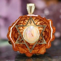 TEP Sterling Opal With Gold Merkaba Pendants