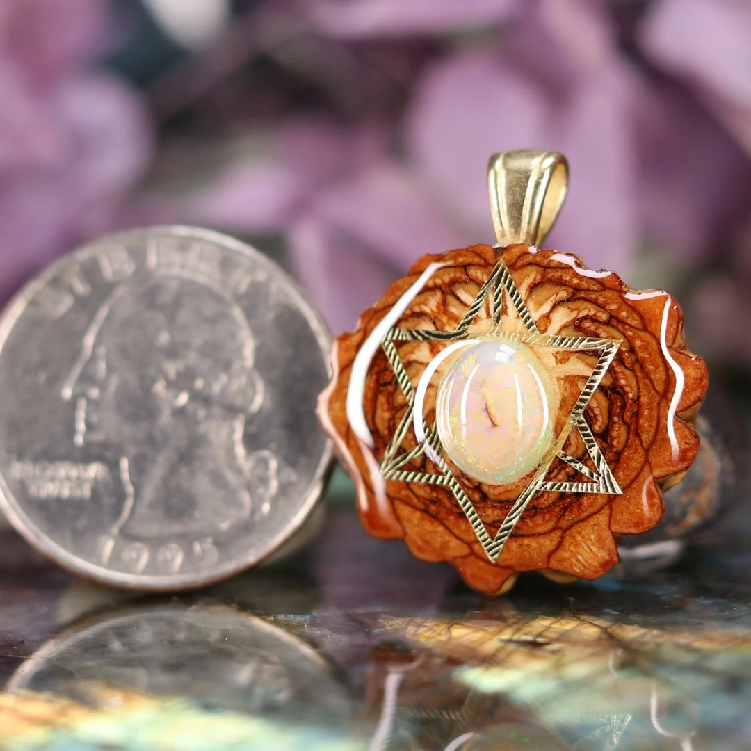 TEP Sterling Opal With Gold Merkaba Pendants 4 TEP Sterling Opal With Gold Merkaba Pendants