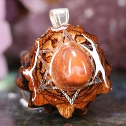 TEP Pendants Mexican Fire Opal With Silver Merkaba