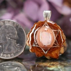 TEP Pendants Mexican Fire Opal With Silver Merkaba