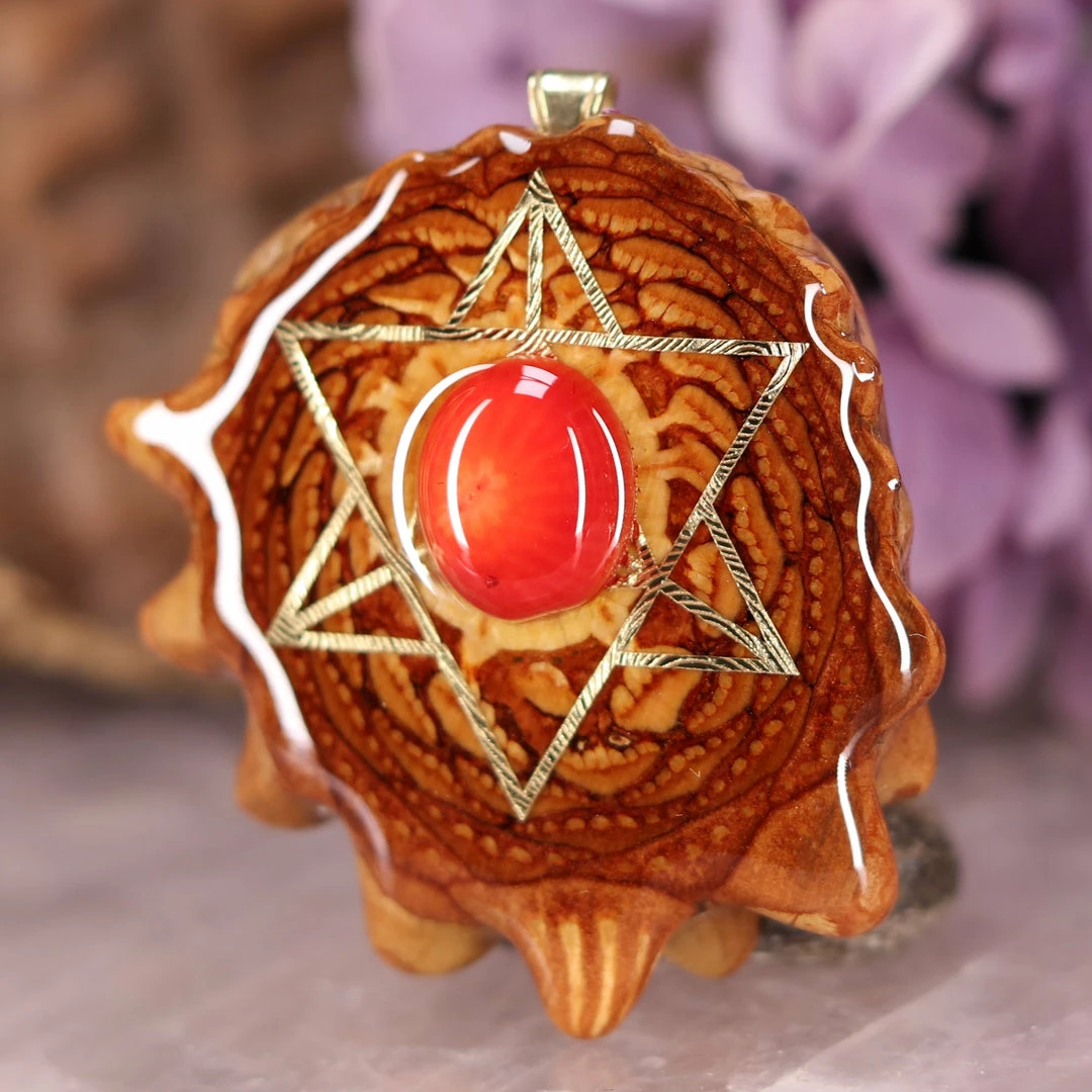 TEP Red Coral With Gold Merkaba 4 TEP Red Coral With Gold Merkaba