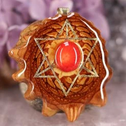 TEP Red Coral With Gold Merkaba 7 TEP Red Coral With Gold Merkaba