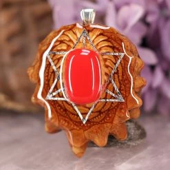 TEP Red Coral With Silver Merkaba