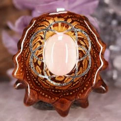TEP Rose Quartz With Silver Seed Of Life Pendants