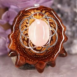 TEP Rose Quartz With Silver Seed Of Life Pendants