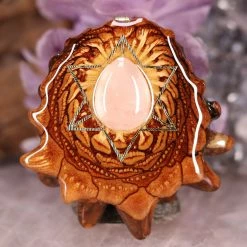 TEP Rose Quartz With Gold Merkaba Pendants