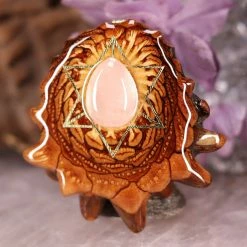 TEP Rose Quartz With Gold Merkaba Pendants