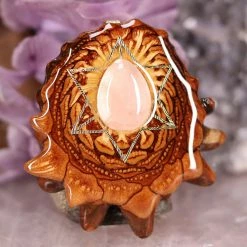 TEP Rose Quartz With Gold Merkaba Pendants 7 TEP Rose Quartz With Gold Merkaba Pendants
