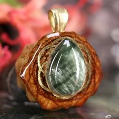 TEP Seraphinite With Gold Seed Of Life Pendants