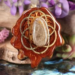 TEP Pendants Petoskey Stone W Gold Seed Of Life And Back Om