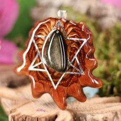 TEP Gold Sheen Obsidian With Silver Merkaba Pendants