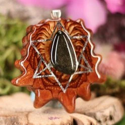 TEP Gold Sheen Obsidian With Silver Merkaba Pendants