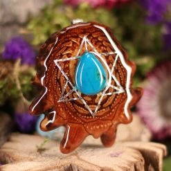 TEP Chrysocolla With Silver Merkaba Pendants