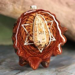 TEP Orgonite With Moonstone With Silver Merkaba And Back Om Pendants