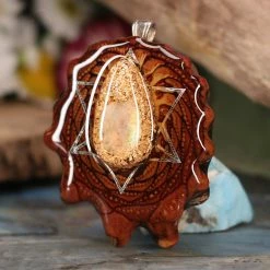 TEP Orgonite With Moonstone With Silver Merkaba And Back Om