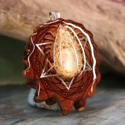 TEP Orgonite With Moonstone With Silver Merkaba And Back Om