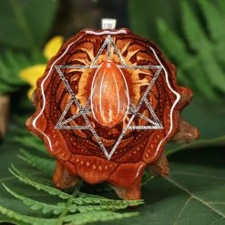TEP Pendants Red Sunstone With Silver Merkaba