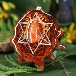 TEP Pendants Red Sunstone With Silver Merkaba