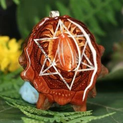 TEP Pendants Red Sunstone With Silver Merkaba