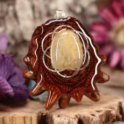 TEP Pendants Glowing Rutilated Quartz With Silver Seed Of Life 7 TEP Pendants Glowing Rutilated Quartz With Silver Seed Of Life