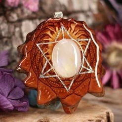 TEP Glowing Moonstone With Silver Merkaba Pendants 7 TEP Glowing Moonstone With Silver Merkaba Pendants