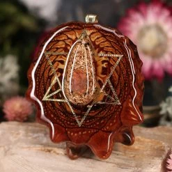 TEP Orgonite With Watermelon Tourmaline With Gold Merkaba And Back Om