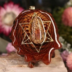 TEP Orgonite With Watermelon Tourmaline With Gold Merkaba And Back Om