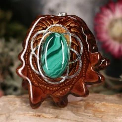 TEP Pendants Malachite With Silver Seed Of Life