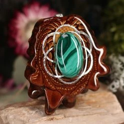 TEP Pendants Malachite With Silver Seed Of Life