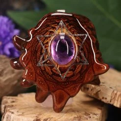 TEP Pendants Amethyst With Silver Merkaba