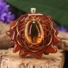 TEP Pendants Yellow Amber With Gold Seed Of Life