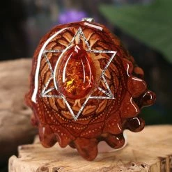 TEP Red Amber With Silver Merkaba