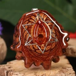 TEP Red Amber With Silver Merkaba