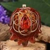 TEP Red Amber With Gold Seed Of Life And Back Om