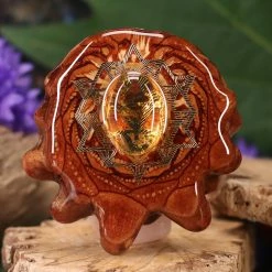 TEP Pendants Yellow Amber With Gold 64 Star Tetrahedron