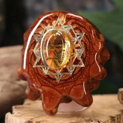 TEP Pendants Yellow Amber With Gold 64 Star Tetrahedron