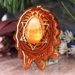 TEP Pendants Carnelian With Gold Merkaba